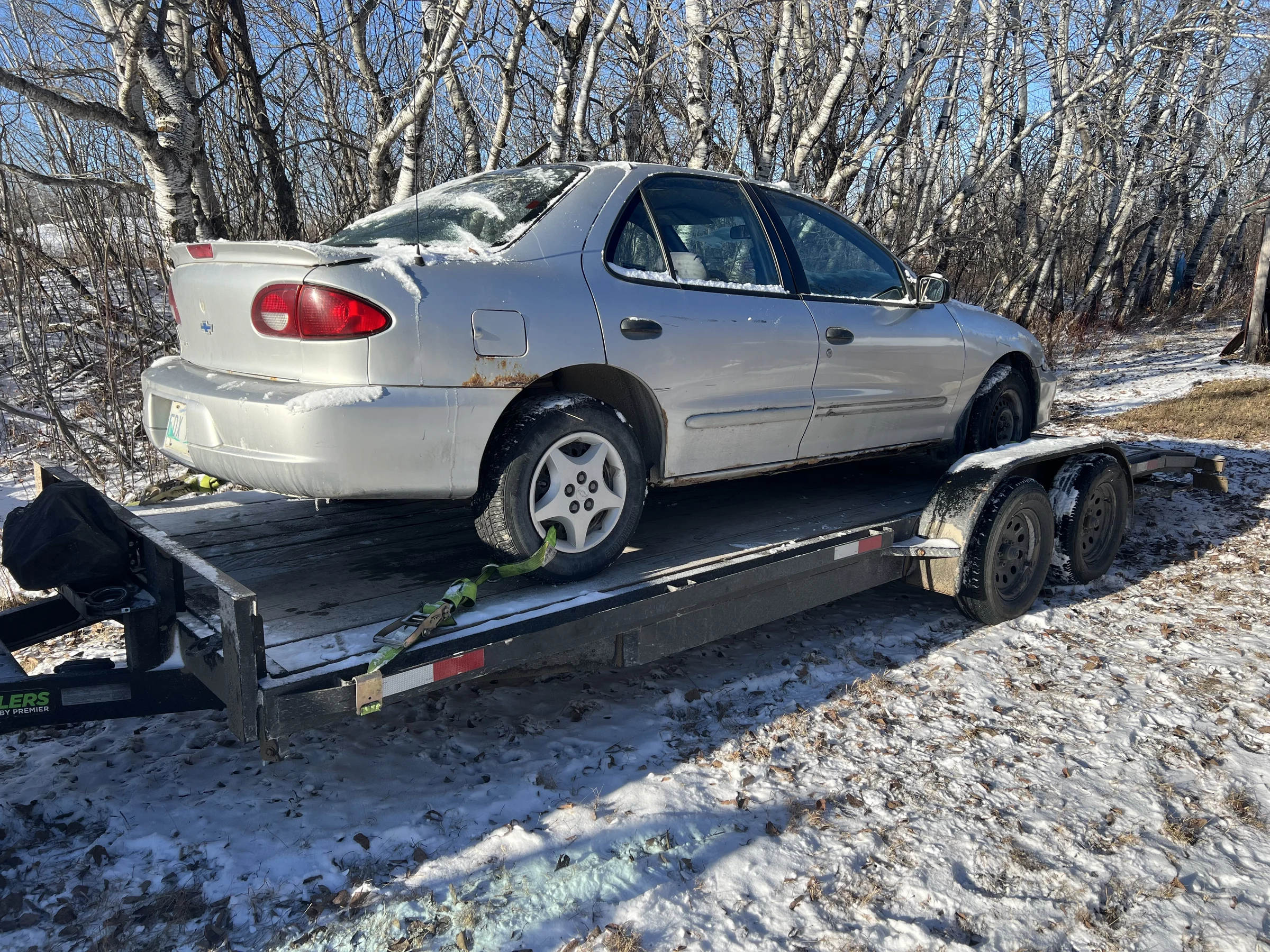 Duplicate Car on Snowy Trailer