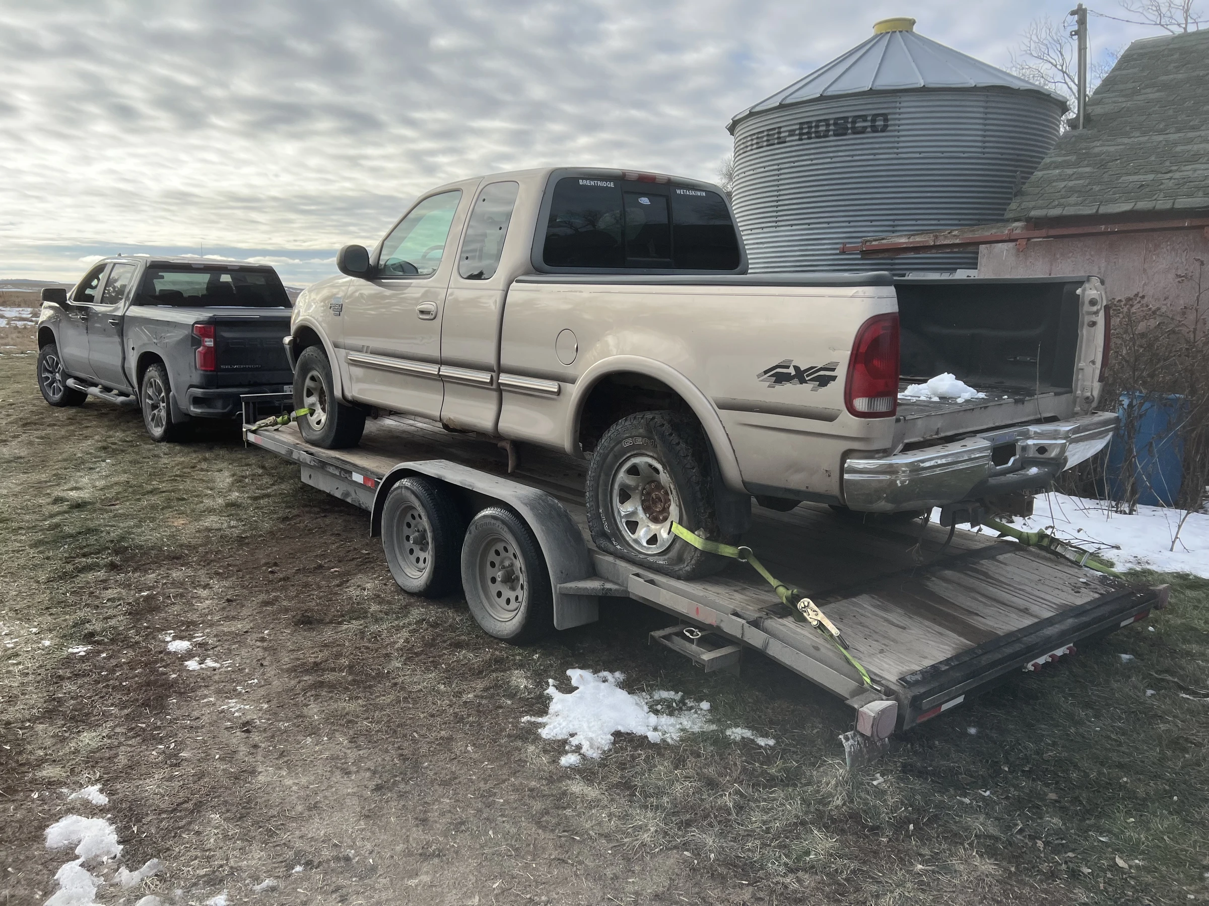 Pickup Truck on Trailer