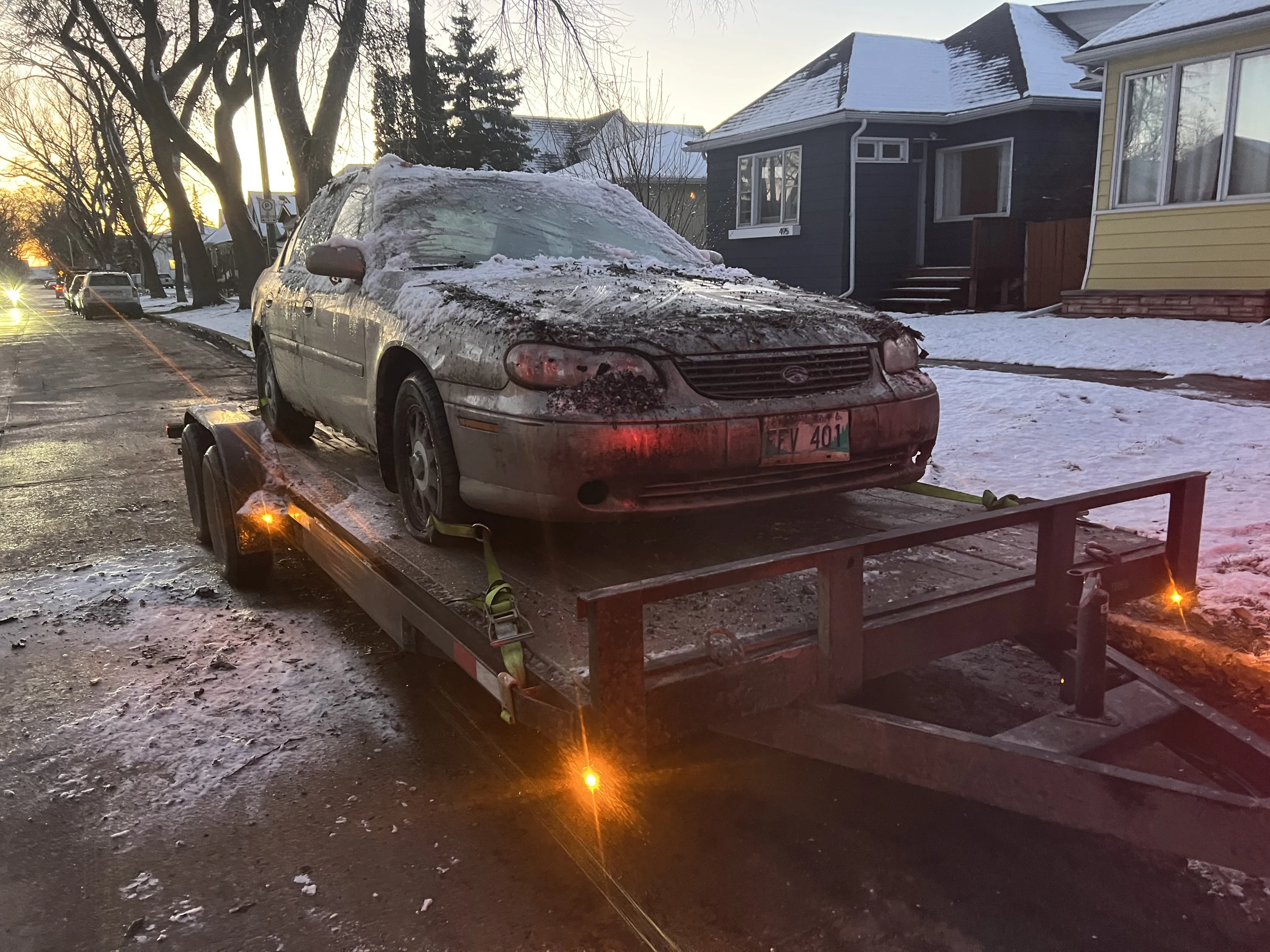 Dirty Sedan on Trailer
